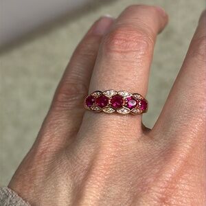 NEW Natural Purple Garnet Ring Rose Gold over 925 Sterling Silver